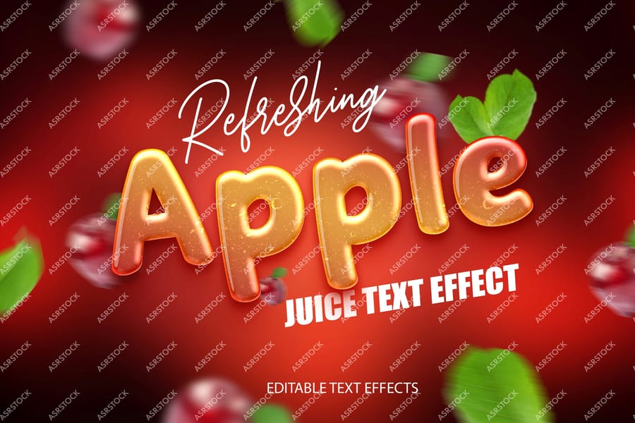 Refreshing apple juice editable text effect