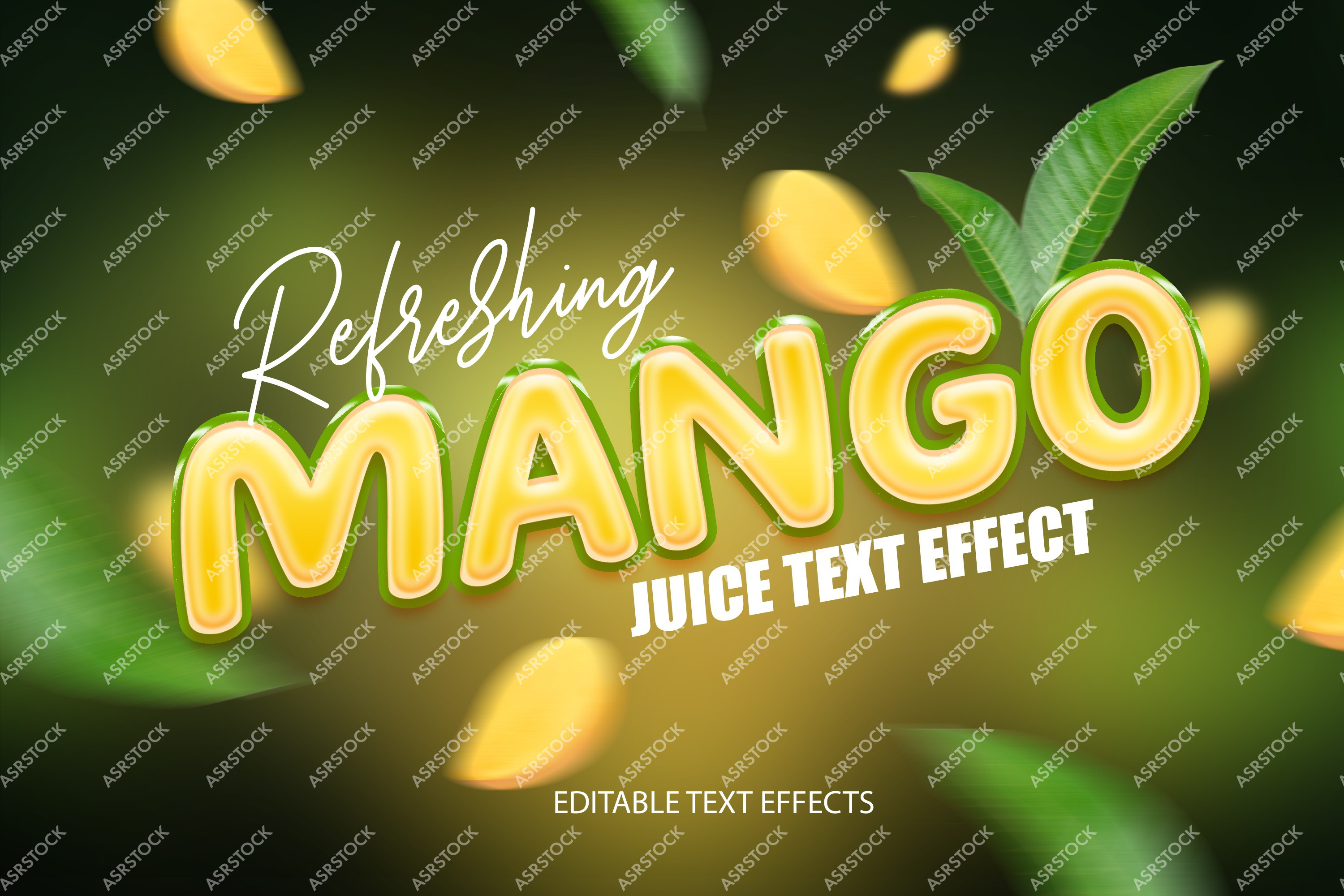 Refreshing mango juice editable text effect