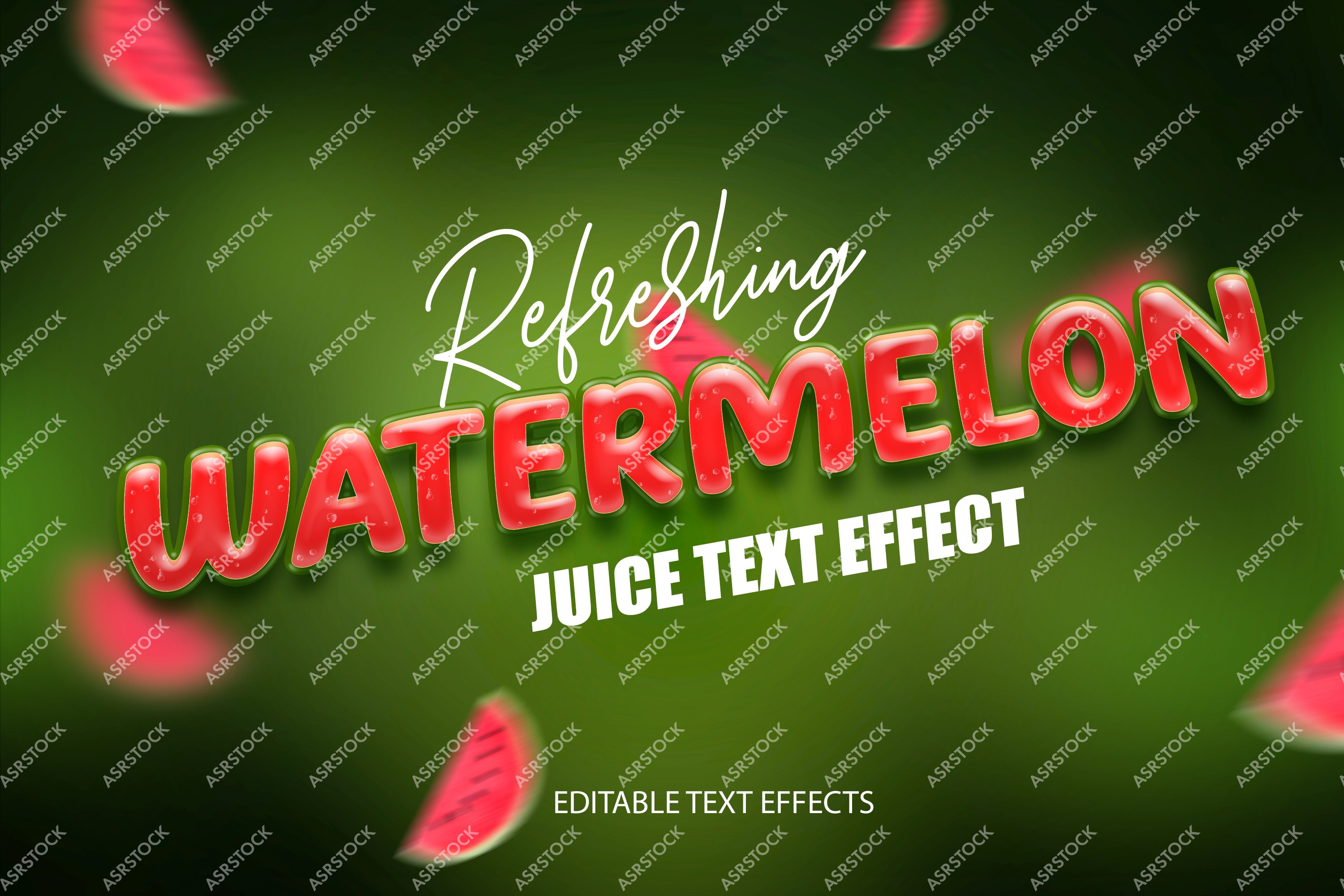 Refreshing watermelon juice editable text effect fruity